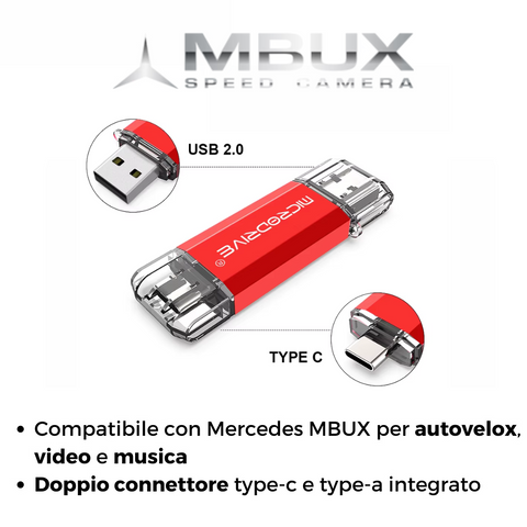 Memory stick key compatible with Mercedes Benz MBUX speed cameras and more
